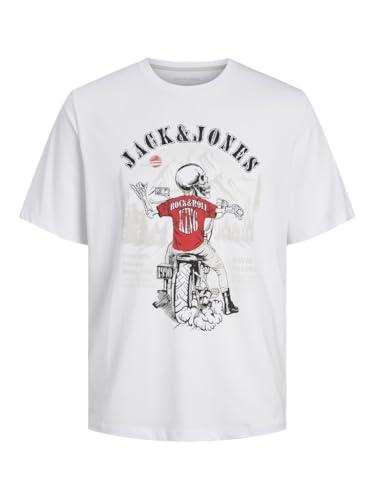 40% DESCUENTO JACK & JONES Jjskull Rock tee SS Crew Neck Camiseta, Blanco/Estampado: Grande, L para Hombre