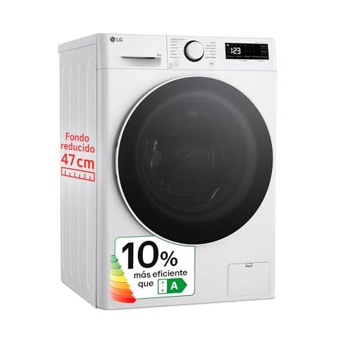 LG F2WR5S08A0W Lavadora Inteligente, 8kg, AI Direct Drive, 1200rpm, Carga Frontal, Algodón Turbo, Vapor Steam, Fondo Reducido, Clasificación A, Serie 500, Blanco