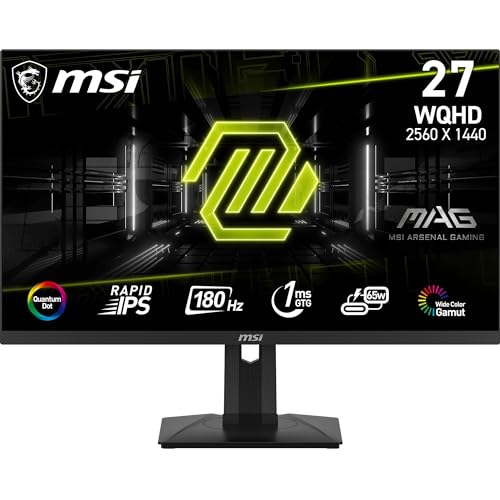 48% DESCUENTO MSI mag 274QRF QD E2 Monitor Gaming de 27″ (69 cm) WQHD (2560×1440) Rapid IPS, QD, 180hz, DisplayHDR 400, 16:9, FreeSync Premium, USB Type C, Casual, DisplayPort 1.2a y HDMI 2.0b