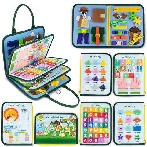 BUENA OFERTA 36% DESCUENTO BONNYCO Busy Board Montessori de Fieltro Maletin Paneles Sensoriales Montessori Tablero Montessori Juguetes Educativos Motricidad Fina | Juguetes Regalos para Niños Niñas Cumpleaños Navidad