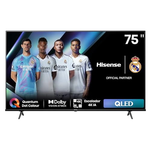 36% DESCUENTO Hisense 75E7NQ QLED Smart TV, 75 Pulgadas Televisor, Quantum Dot Colour, Dolby Vision, Dolby Atmos, Modo Juego Plus, 60Hz VRR 120 fps, Bluetooth&HDMI,Control por Voz televisor, VIDAA (Nuevo 2024)