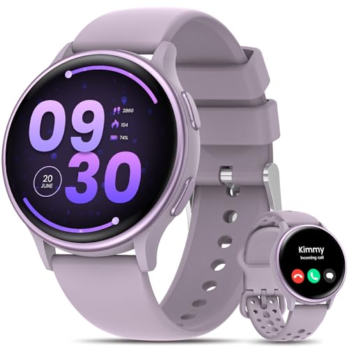 20% DESCUENTO HASAKEI Reloj Inteligente Mujer, 1.27″ Smartwatch con Llamadas, 2 Correas, 400+ Diales, Seguimiento del Periodo/Sueño/Índice UV, 70+ Modos Deportivos IP68 Impermeable Pulsera iOS Android Violeta Claro