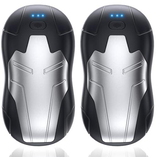 FANDLISS 2 en 1 Calentador de Manos Recargable,10000mAh Calentador de Manos Portátil Reutilizable,Calienta Manos USB,3 Segundos Calor Rápido,para Camping/Caza/Senderismo Regalos,Negro Plata