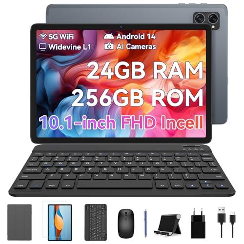 BESTTAB A20 Tablet 10 Pulgadas Android 14, 24GB RAM + 256GB ROM/2TB TF PC Tablet, 120 HZ Widevine L1, 1920 * 1200 FHD, Octa Core/Dual AI Cameras Tablet Gaming 5G WiFi/5000 mAh/Dual Box/BT 5.0/PC Mode