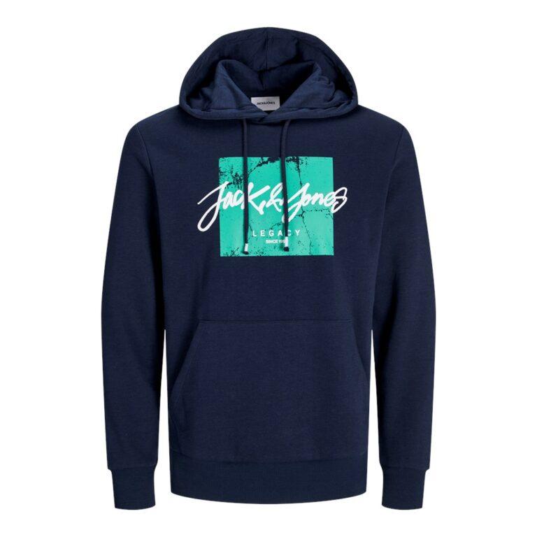Jack & Jones NEW 24 Hombre Sudadera con Capucha y bolso frontal , Sudadera de 260 grs de grosor Mod JJTILEY logo estampado Moda Casual Informal Ref 256807 | Miravia