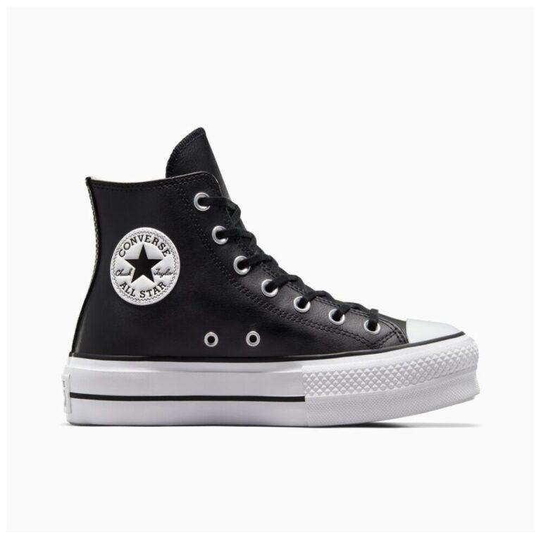 Zapatillas Converse Negras Plataforma de Piel | Miravia