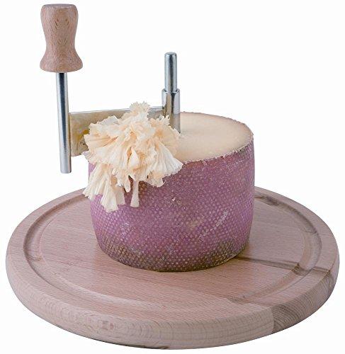 DESCUENTAZO 52% DESCUENTO Cortadora de queso APS con tapa, Ø 22cm, H: 15cm, madera de haya, acero inoxidable, corta en rodajas finísimas los floretes de quesos duros como el Tête de Moine