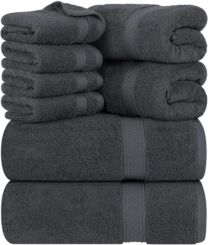 55% DESCUENTO Utopia Towels Juego de Toallas Premium de 8 Piezas, 2 Toallas de baño, 2 Toallas de Mano y 4 toallitas Algodón Calidad del Hotel, súper Suave y Altamente Absorbente (Gris)