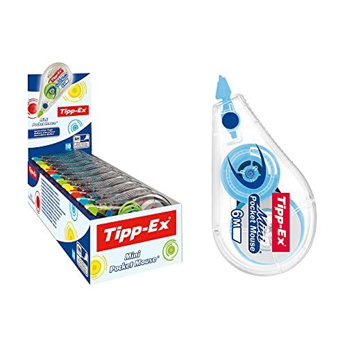 BIC Tipp Ex Mini Pocket Mouse Cinta Correctora, 6 m x 5 mm, Colores Surtidos, Caja de 10 Unidades