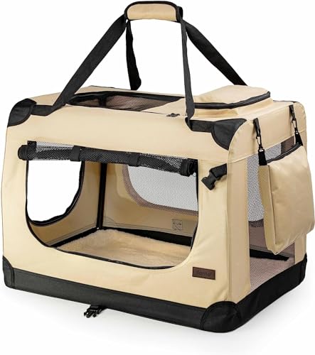 OFERTÓN SUPREMO 71% DESCUENTO lionto Transportín para Perros Bolsa transportín para Perros Transportín Plegable Autobox Bolsa para Animales pequeños, (3XL) 101x69x70 cm Beige