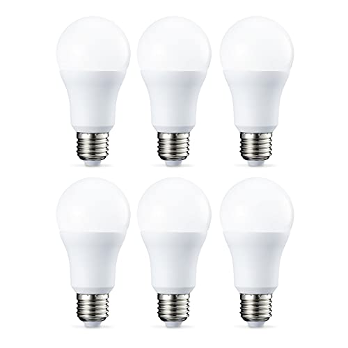 Amazon Basics Bombilla LED E27 rosca Edison, de 10 W (equivalente a 75 W), blanco frío, no regulable, paquete de 6