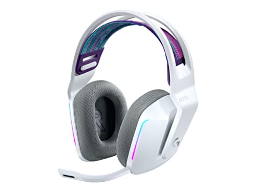 55% DESCUENTO Logitech G733 LIGHTSPEED Inalámbricos para Gaming con Diadema con Suspensión, LIGHTSYNC RGB, Tecnología de Micrófono Blue VO!CE, Ligeros, 29h de Batería, PC, PS4, PS5, Blanco
