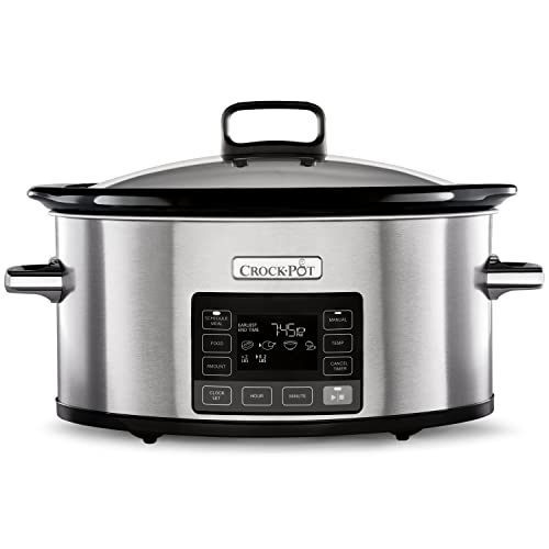 59% DESCUENTO Crockpot olla de cocción lenta con tecnología TimeSelect| Pantalla digital y planificador de comidas programable|5,6l(más de 7 personas)|Función de mantenimiento del calor|Acero inoxidable