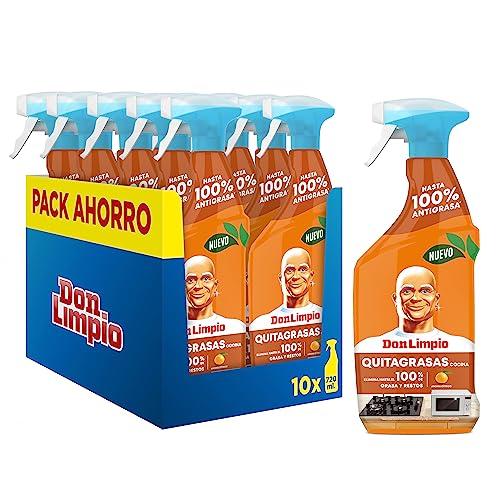 52% DESCUENTO Don Limpio Quitagrasas Express, Detergente en Spray, 7.2 L (10 x 720 ml), Hasta un 100% de Poder Desegrasante, Aroma Cítricos, Mega Pack