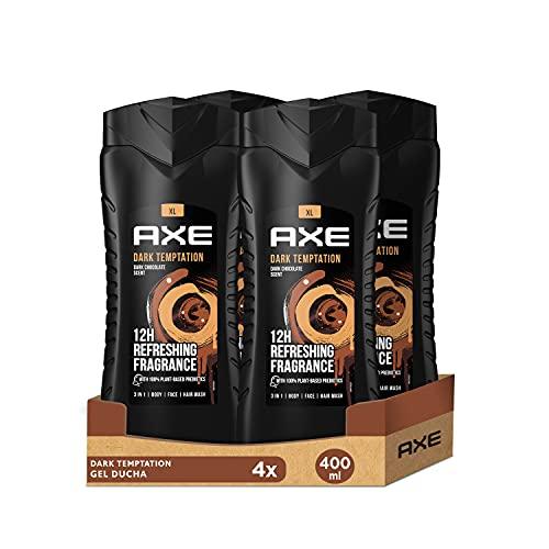 43% DESCUENTO Axe Gel de Ducha y Champú para Hombre Dark Temptation 3en1 400ml Pack de 4