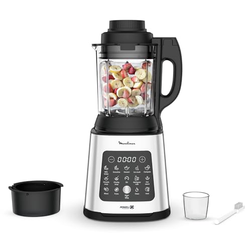 44% DESCUENTO Moulinex PerfectMix Cook Batidora de vaso de 1400W, 10 programas automáticos, cuchillas extraíbles Powelix, capacidad 2L, alto rendimiento, cocina saludable,App Moulinex +300 recetas, LM83SD