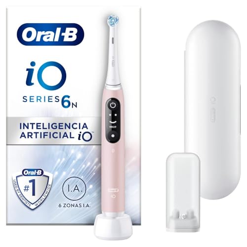 35% DESCUENTO Oral B iO 6N Cepillo de Dientes Eléctrico con Mango Recargable, 2 Cabezales y Estuche de Viaje, Diseñado por Braun, Regalos Originales para Mujer y Hombre Rosa