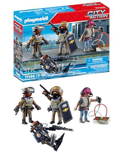 43% DESCUENTO PLAYMOBIL City Action 71146 Fuerzas Especiales Set Figuras, un Grupo de Trabajo, un coordinador de Operaciones y un Villano, Juguetes para niños a Partir de 5 años