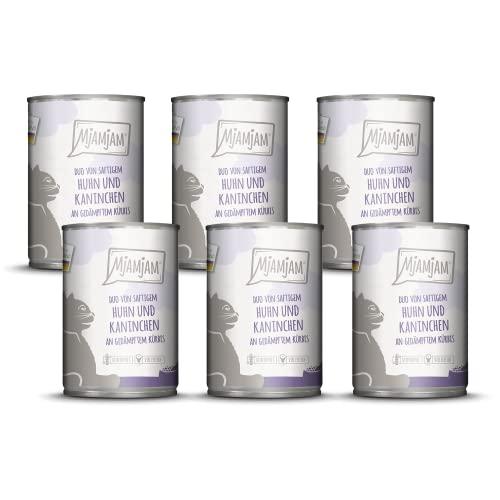 30% DESCUENTO MjAMjAM Comida húmeda Premium para Gatos Duo de jugoso Pollo y Conejo con Calabaza al Vapor, Pack de 6 (6 x 400 g), sin Cereales con Extra de Carne
