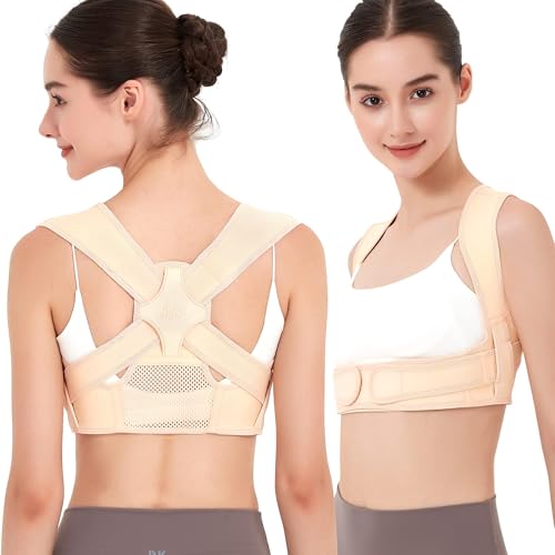 20% DESCUENTO JMPOSE Corrector de postura para soporte de espalda: soporte de espalda ajustable para hombres y mujeres (Beige, Pequeño/Mediano)