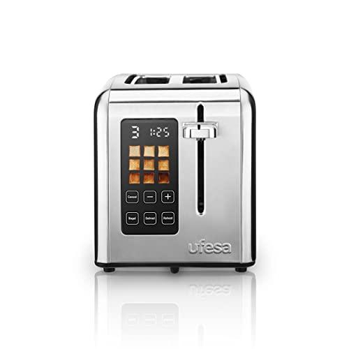 58% DESCUENTO Ufesa Perfect Toaster Tostador Digital de Acero Inoxidable de 2 Ranuras, 950W, Pantalla, 9 Niveles de Tostado con Imagen, Descongelar, Recalentar y Cancelar, Programa Especial Bagels
