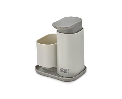 Joseph Joseph Duo Dispensador Jabón Cocina con Soporte para Esponja, Organizador y Almacenaje para Fregadero Cocina, Gris