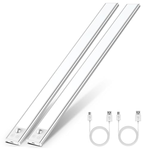 20% DESCUENTO OUILA Luz de Armario con Sensor Movimiento 2500mAh Recargable Luz Nocturna, 41CM Regulable Lampara LED Adhesiva para Gabinete, Pasillo, Escalera, Sótano, Cocina, Garaje 2PCS