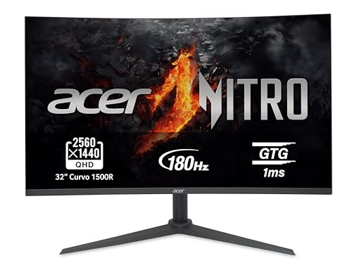 26% DESCUENTO Acer Nitro XZ320QU S3 Monitor Gaming 31,5″ WQHD 180 Hz (80 cm, 2560×1440, 16:9, 250 Nits, Tiempo de Respuesta 1ms VRB, AMD FreeSync, 2xHDMI 2.0/1xDP 1.4) Monitor PC Gaming, Negro
