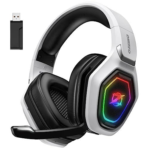 54% DESCUENTO Ozeino Cascos Gaming Inalámbricos para PC/Ps5/Ps4, Auriculares Gaming Inalámbricos de 2,4GHz Wireless+Bluetooth, Baja Latencia Calidad de Sonido sin Pérdidas, Duración 30Hr+
