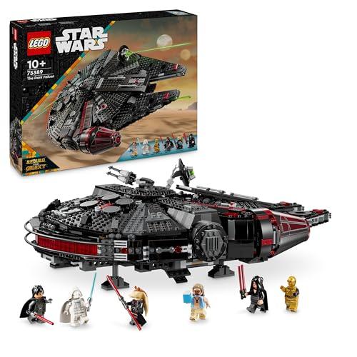 25% DESCUENTO LEGO Star Wars Halcón Oscuro, Maqueta de Nave Estelar de Juguete de Construcción, para Niños, Niñas y Fans de 10 Años o Más, Juego Creativo, 6 Minifiguras Inc Darth Jar Jar 75389