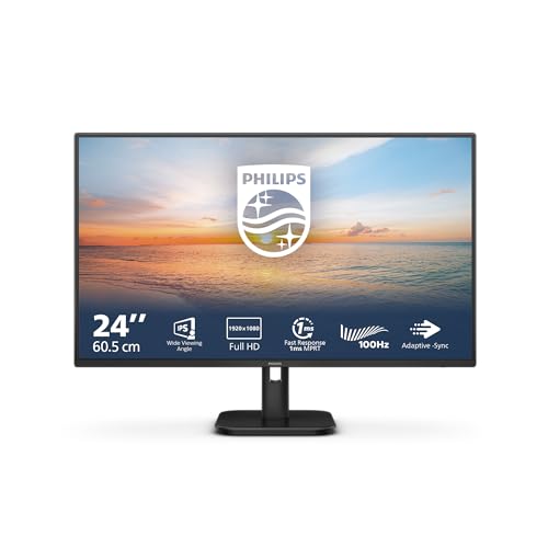 39% DESCUENTO Philips 24E1N1100A Monitor Full HD de 24 Pulgadas, Integrado Altavoz, Tiempo de Respuesta de 1 ms (1920×1080, 100 Hz, VGA, HDMI 1.4) Negro