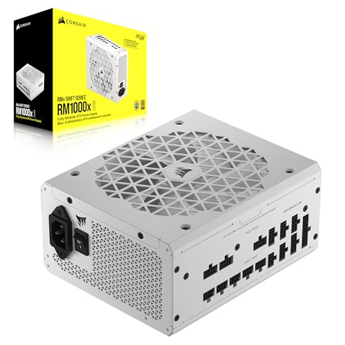 22% DESCUENTO CORSAIR RM1000x Shift Fuente de Alimentación ATX Totalmente Modular Interfaz Lateral Modular Compatible con ATX 3.0 y PCIe 5.0 Modo Ventilador a Cero RPM Eficiencia 80 Plus Gold Blanco