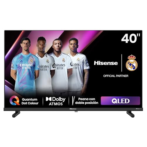 35% DESCUENTO Hisense 40A5NQ QLED TV, 40 Pulgadas, Dolby Atmos, Modo Juego, Entrada Tipo C, Peana con Doble posición, función Compartir en el televisor, DVB T2, Auto ordenación Canales TDT (Nuevo 2024)