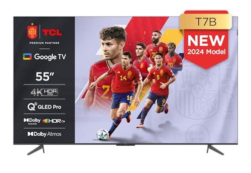 45% DESCUENTO TCL 55T7B Televisor QLED Pro de 55″, 4K Ultra HD, HDR Pro, Smart TV Powered by Google TV (Dolby Vision y Atmos, Motion Clarity, Control por Voz Manos Libres, Compatible con Google Assistant)
