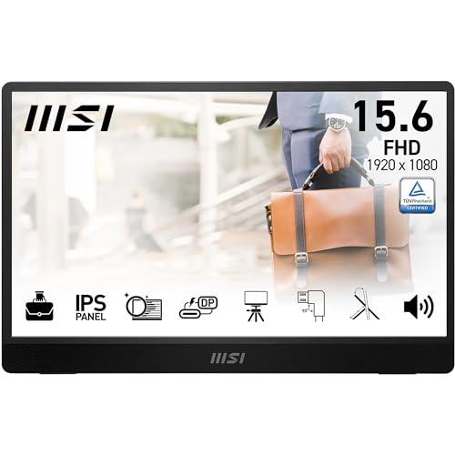 32% DESCUENTO MSI Pro MP161 E2 Monitor portátil Full HD de 15,6″, Panel IPS 1920 x 1080, 60 Hz, Pantalla Agradable a la Vista (PC, portátil, móvil), Altavoces, chasis y Soporte, Mini HDMI 2.0b, 2 x USB Type C