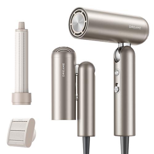 49% DESCUENTO Dreame Pocket Secador de Pelo, 110000 RPM Secador de Pelo Profesional con 3 Formas Plegables, Peso Ligero de 300g, 300 Millones de Iones Negativos/Cm³, Temperatura Constante de 57 °C, Dorado