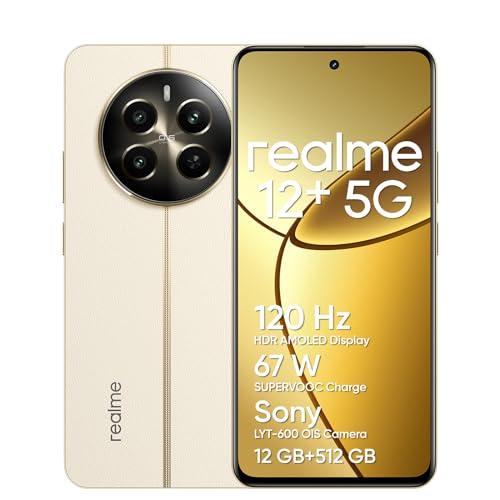 realme 12+ Teléfono Móvil 5G, 8+256GB, Cámara para Retratos Sony LYT 600 OIS, Pantalla AMOLED ultrafluida de 120 Hz, Conjunto de Chips Dimensity 7050 5G, 5000 mAh, NFC, Beige, no Incluye Adaptador