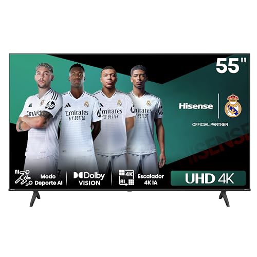 31% DESCUENTO Hisense 55E6NT UHD 4K,VIDAA Smart TV, 55 Pulgadas, Dolby Vision, Modo Juego Plus, DTS Virtual X, Control por Voz televisor, Doble Control de Volumen, Auto ordenación Canales TDT (Nuevo 2024)