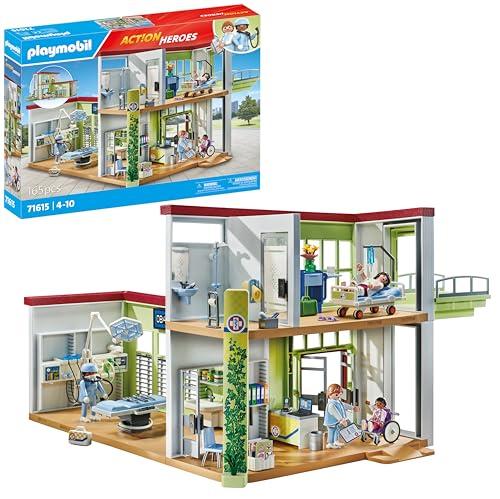 29% DESCUENTO PLAYMOBIL Action Heroes 71615 Hospital Moderno, con Cuatro Figuras y Equipo médico, Hecho de más del 80% de Materiales reciclados y de Base biológica, Juguetes para niños y niñas a Partir de 4 años