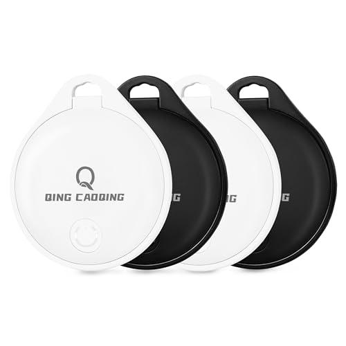 QING CAOQING Air Tag 4 Pack Buscar App für Apple(Sólo iOS), Air Tracker Localizador Tag para Llaves, Cartera, Equipaje, Mochila, Batería Reemplazable, Llavero Incluido(Nicht für Andriod)