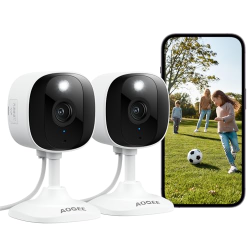 AOQEE Cámara Vigilancia WiFi Exterior/Interior 2K Camaras Vigilancia Domicilio WiFi Seguridad IP65, Visión Nocturna Color, Detección Humana, Sirena, 24/7 Grabación Continua, Compatible Alexa