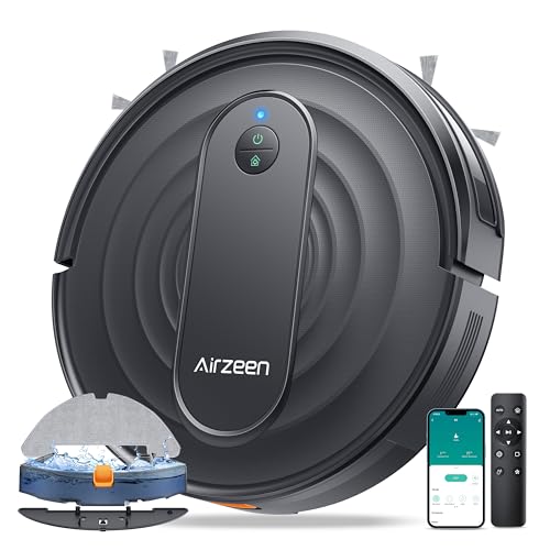 37% DESCUENTO Airzeen Robot Aspirador y Fregasuelos, 3000Pa Succión, 3 en 1 Barrer, Aspirar y Trapear, Aspirador Robot con Auto Carpet Boost, App/Alexa/Control Remoto, Ideal para Pelo de Mascotas, Suelos Duros (R7)