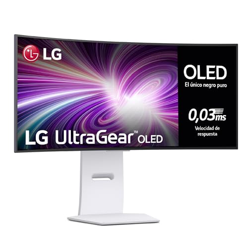 37% DESCUENTO LG 34GS95QE W Monitor Ultragear, 34″, OLED WQHD, (3440×1440), 21:9, 240 Hz, 0,03 ms, Clasificación F, Tecnología Micro Lens Array +, DisplayHDR True Black 400, Blanco