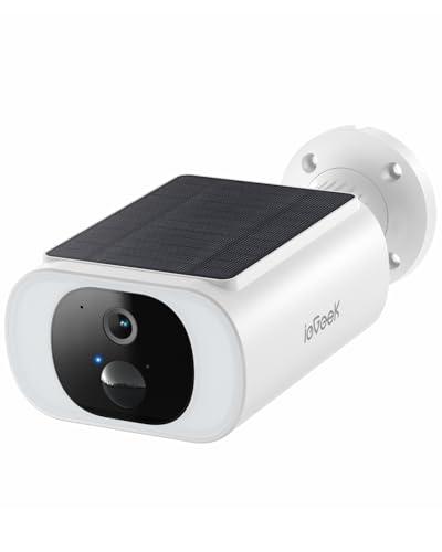 25% DESCUENTO ieGeek 2K Camara Vigilancia WiFi Exterior Solar, Cámara de Seguridad sin Cables con Panel Solar Integrado, Visión Nocturna en Color, WiFi 2.4GHz, PIR Movimiento Detección, Audio Bidireccional