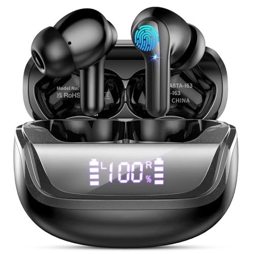 82% DESCUENTO Auriculares Inalambricos Bluetooth Cancelacion Ruido, In Ear Auriculares Bluetooth 5.4 con 4 HD Mic, 45H Estéreo HiFi Cascos Inalambricos Bluetooth IP7 Impermeable/Pantalla LED/Carga Rápida Earbuds
