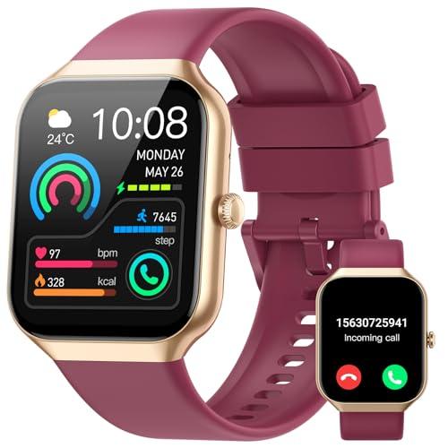 70% DESCUENTO Reloj Inteligente Mujer Hombre, 1.96″ Smartwatch con Llamada Bluetooth, Pulsómetro/Monitor de Sueño/Podómetro, Smartwatch Mujer 113+ Modos Pulsera Actividad Impermeable IP68 para Android iOS Burdeos