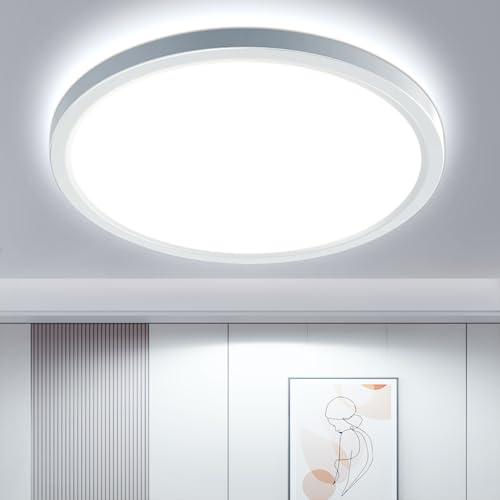20% DESCUENTO OTREN Plafon LED Redondo Downlight Panel Superficie, Lámpara de Techo Moderna 6500K IP44 Ultra Delgado Luz Led para Dormitorio Baño Cocina Pasillo Comedor Sala Ø218MM