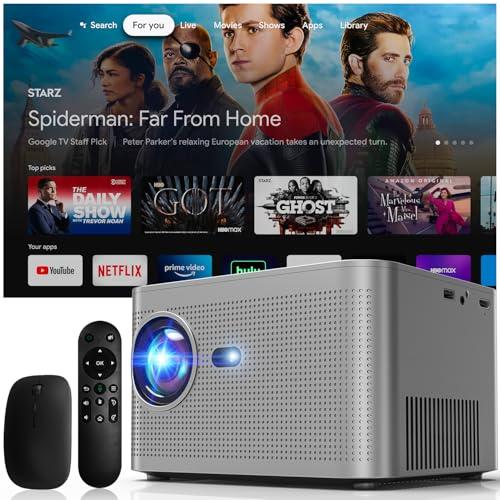 37% DESCUENTO 【Netflix/3D Dolby Atmos】 Proyector Portátil 4K 3000 ANSI, WiFi 6, BT5.2, Enfoque Auto/Keystone, Asistente Voz, HDMI/TV Stick/TV Box/Móvil/USB/PS5/Laptop/Rotation, con Cable HDMI y Ratón Gris