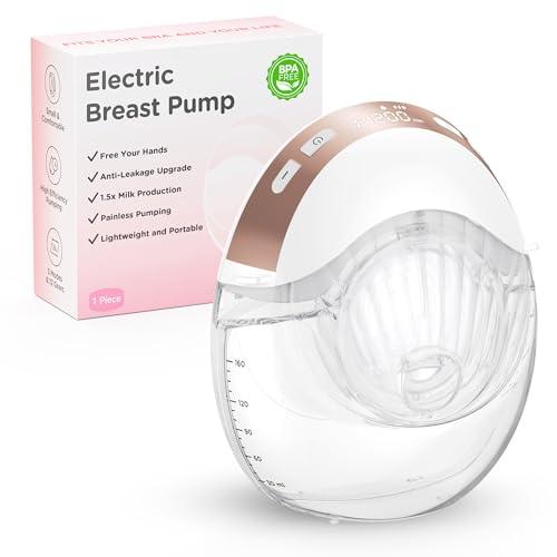 Haokoo Sacaleches Electricos Manos Libres Extractor de Leche Materna Portatil, Actualización a Prueba de Fugas, Sin BPA, 3 Modos y 12 Niveles, con Brida 17/19/21/27mm