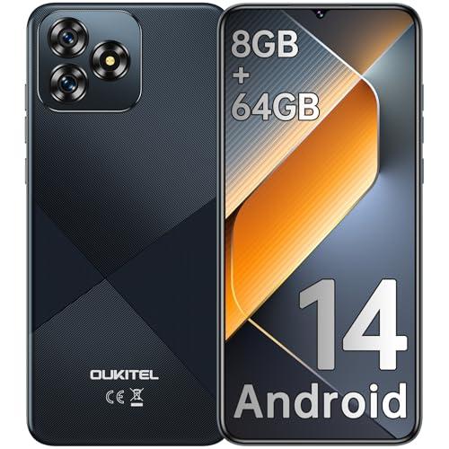 20% DESCUENTO OUKITEL C53 Telefonos Moviles Libres, 8GB(4+4) RAM+64GB ROM/TF 1TB Smartphone, 6.6“ Pantalla HD+Teléfono Móvil Android 14, Batería 4300mAh, Cámara 13MP+5MP, 4G Dual SIM/Octa Core/OTG/GPS Negro